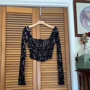 ✨ Windsor Floral Corset Style Crop Top with Sleeves ✨